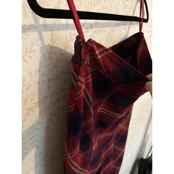 DISCOUNT SHIPPING NEW Free People Geometric Precision Red Plaid Pencil Skirt 8 - Picture 7 of 9